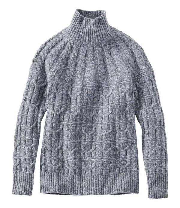 Women's Signature Ragg Wool Sweater - Mockneck Pullover Blue Extra Small, L.L.Bean