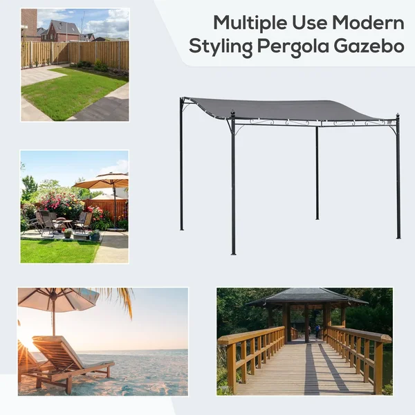 Outsunny 10& x 10& Steel Pergola Gazebo Outdoor Patio Canopy Backyard Garden