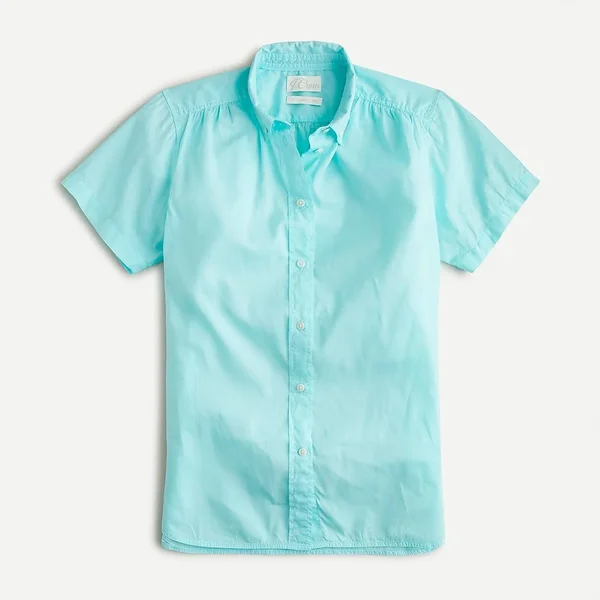 J.Crew Womens Classic-Fit Short-Sleeve Lightweight Cotton Poplin Shirt (Size 6)