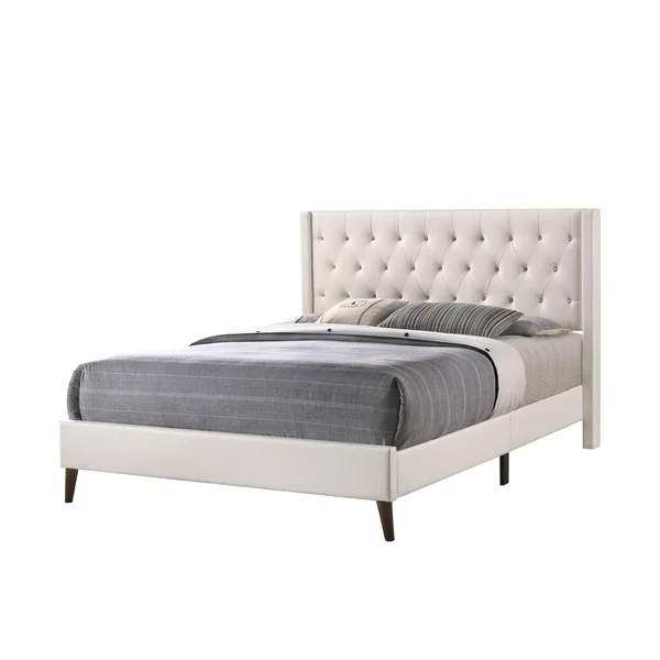 Glory Furniture Bergen Faux Leather Upholstered Twin Bed in White