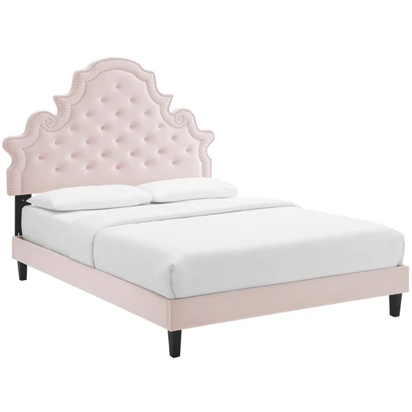 Gwyneth Tufted Performance Velvet King Platform Bed MOD-6762-PNK