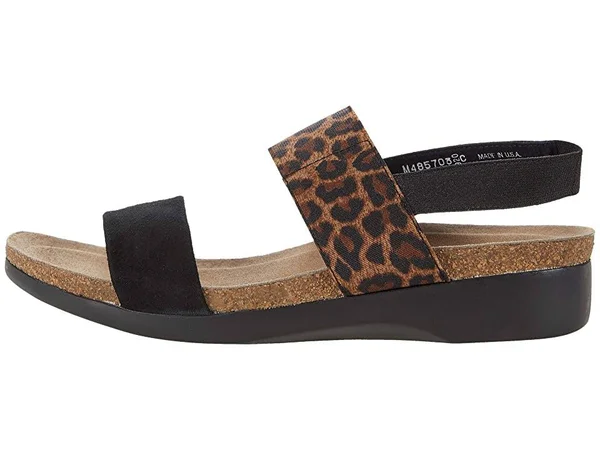 Munro Pisces Black Leopard Sandal (Women) 10.5, WW, Black Leopard