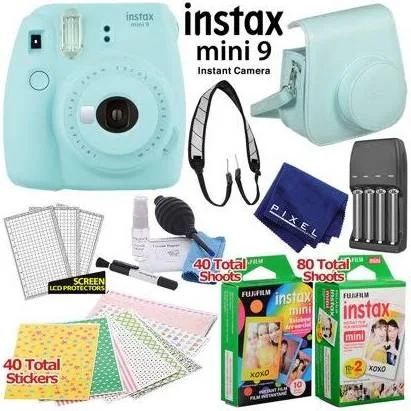 Fujifilm Instax Mini 9 Instant Camera (Ice Blue) Mid-Range (4-Pack)