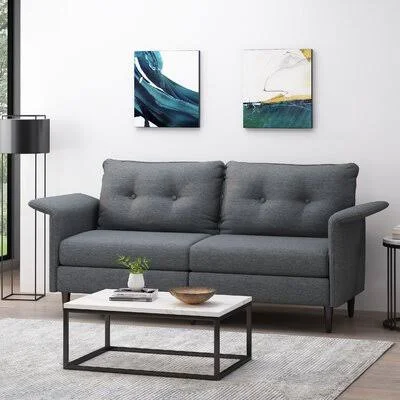 78x22 Rolled Arm Sofa Corrigan Studio Fabric: Charcoal