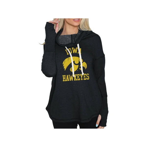 Original Retro Brand Iowa Hawkeyes Women's Black Funnel Neck Pullover Sweatshirt Size: Extra Small