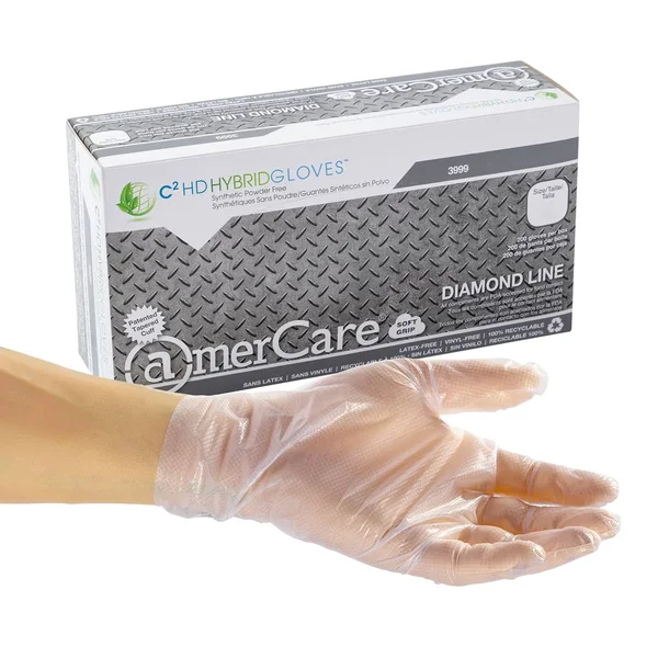 Amercare Large Powder-Free Hybrid C2 HD Hybrid Gloves, Case of 1000