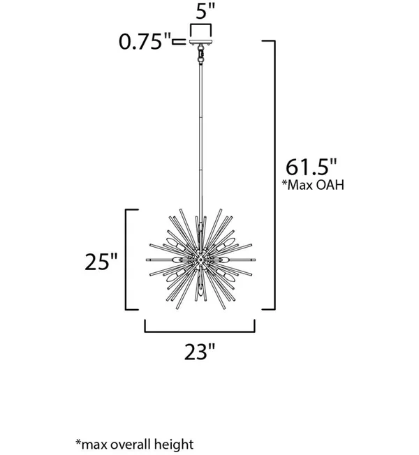 Maxim Lighting 28664CLSBR Polaris - 12 Light Pendant Satin Brass