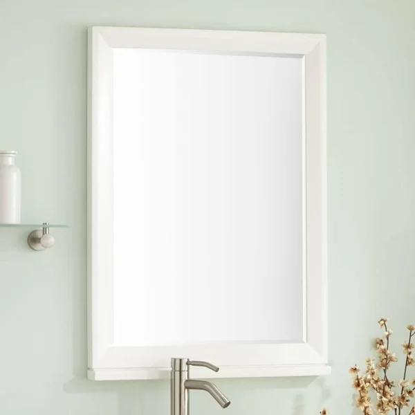 Signature Hardware 936338-24 Davyn 33-1/8 inch x 24 inch Framed Bathroom Mirror - White
