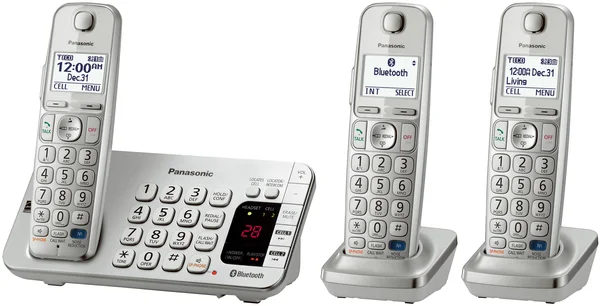 Panasonic KX-TGE273S Link2Cell Bluetooth Enabled Phone With 2 Handsets, 3000 Name/Number, Silver