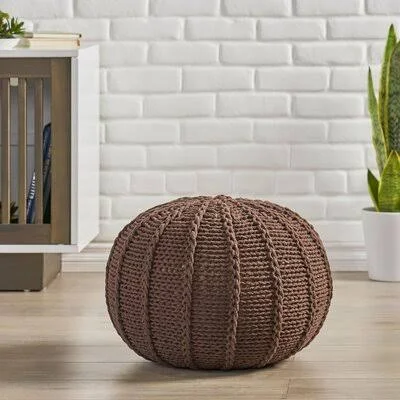Morrow Knitted Pouf Dakota Fields Fabric: Brown