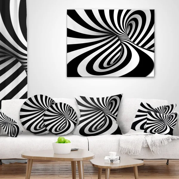Design Art Spiral Black N& White - Abstract Art Canvas Print