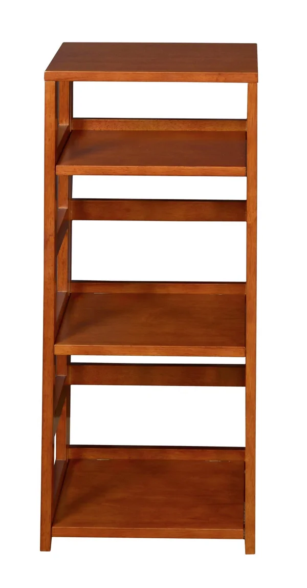 Niche FFSQ6712MWNT 67 in. Flip Flop Square Folding Bookcase with Folding Fabric Bins Mocha Walnut & Natural