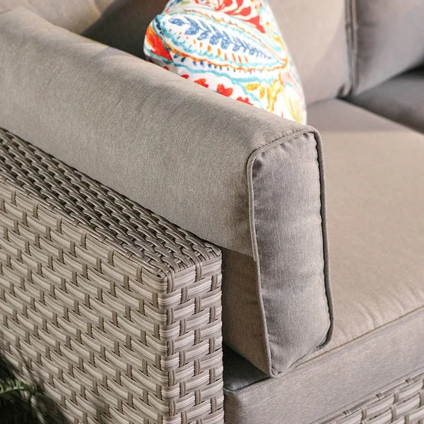 Cosiest 2-Piece Outdoor Furniture Loveseat Wicker Sectional Sofa Set with Pillows - Warm Grey