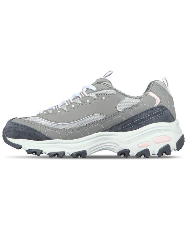Skechers Women's D&Lites - New Journey Sneakers - Gray/Light Pink, 7.0