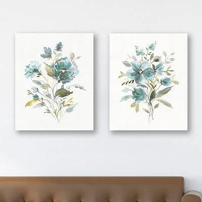 Linen Botanical Giclee Canvas Art Prints - Set of 2