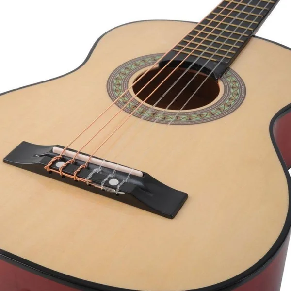 ADM Beginner Classical Guitar 30 inch Nylon Strings Bundle with Carrying Bag & Accessories - Natural Gloss