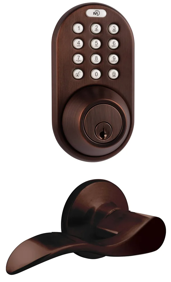 Milocks DFL-02OB Electronic Touchpad Entry Keyless Deadbolt and Passage Lever Combo Oil Rubbed Bronze