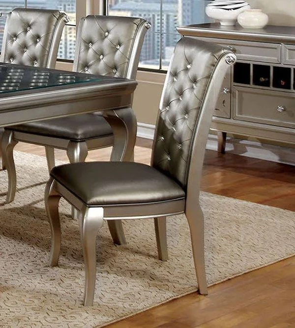 Furniture of America Amina Silver Side Chair (Set of 2)