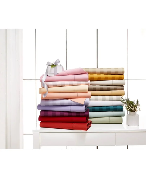 Charter Club Damask 1.5x22 Stripe California King 4-pc Sheet Set, 550 Thread Count 100% Supima Cotton, Created for Macy&s - Lemo