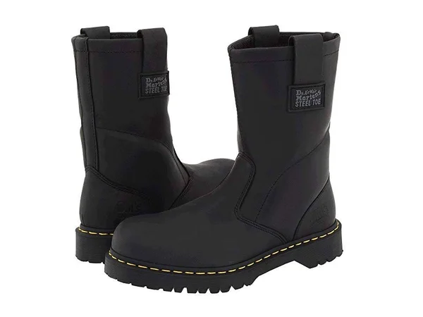 Dr. Martens, Icon 2295 Greasy Leather Steel Toe Work Boots in Black, Size M 6/W 7
