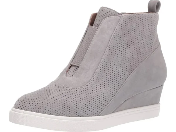 Linea Paolo Anna Wedge Sneaker Rock Perf Suede, Women's, Size: 4, Gray