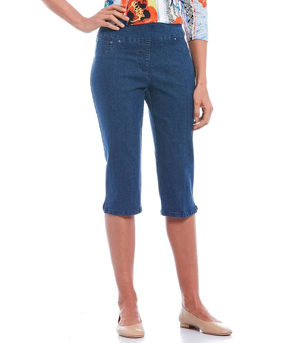 Ruby Rd. Pull-On Extra Stretch Denim Clamdigger Capri Pant - 16