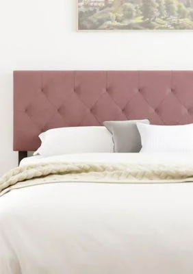 Lucid Dream Collection Diamond Tufted Mid Rise Velvet Headboard - Rose - King/California King