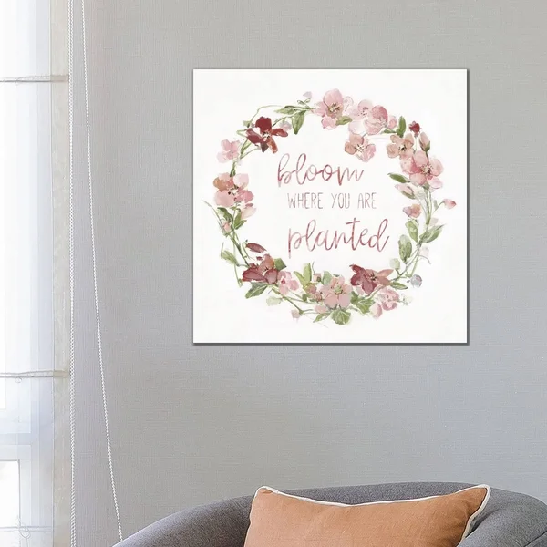 iCanvas Blush Springtime Wreath I by Sally Swatland Canvas Print - 18x18x0.75