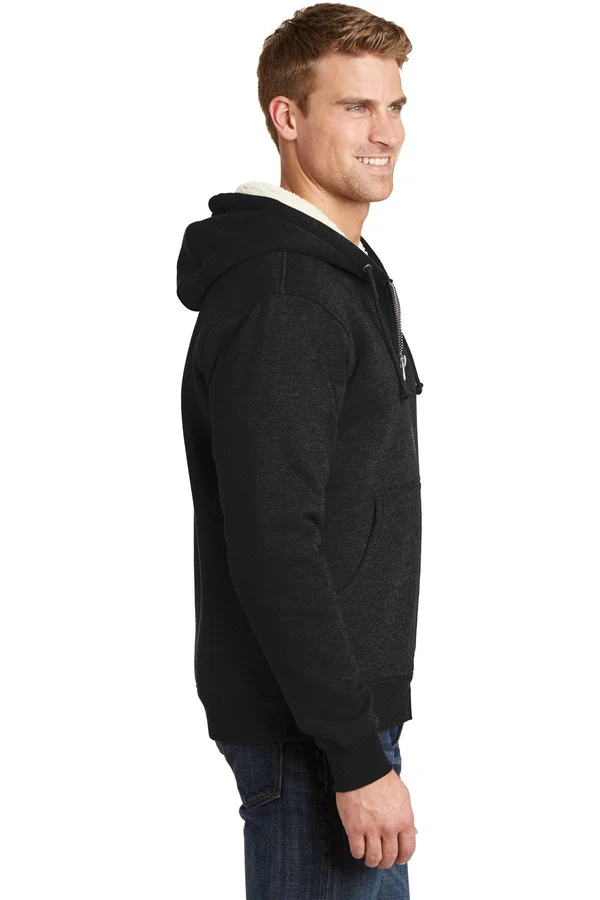 Cornerstone CS625 Heavyweight Sherpa-Lined Hooded Fleece Jacket - Black - 2XL