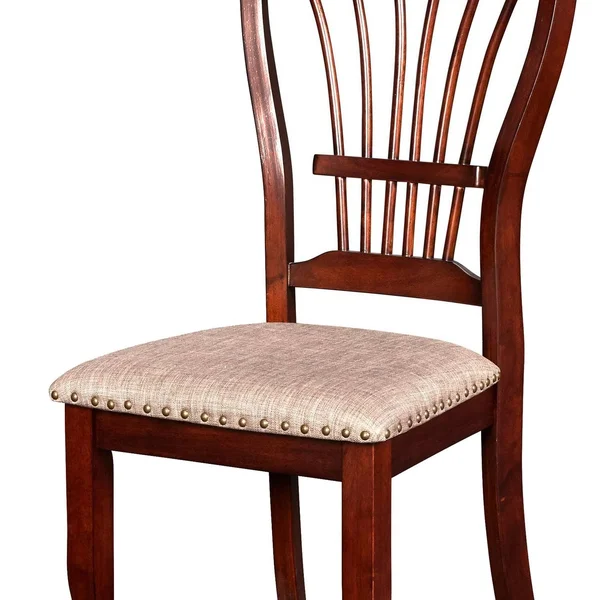 Slatted Back Wooden Dining Chair with Nailhead TRIM - Set of 2, Brown