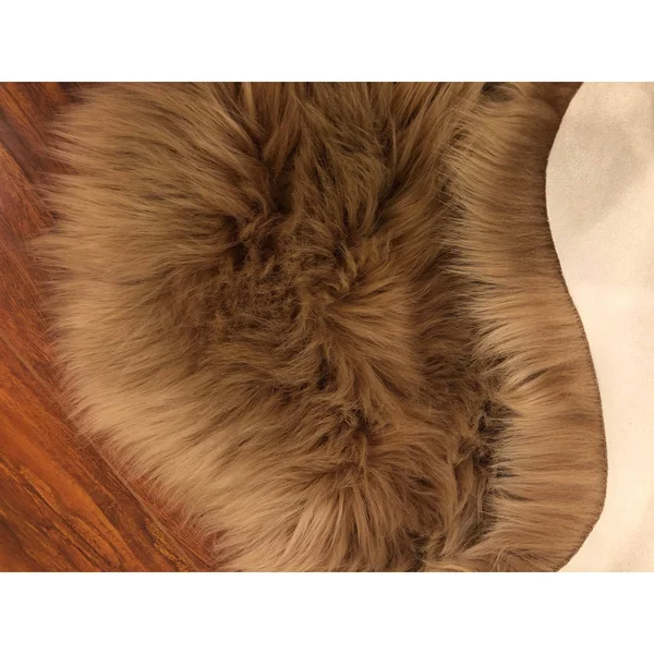 Silver Orchid Nansen Luxurious Faux Sheepskin Shag Area Rug - 12& x 15& - Camel