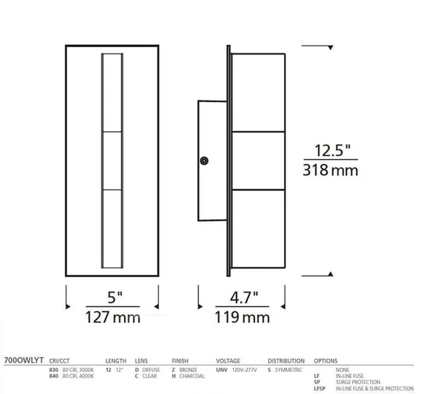 Tech Lighting Lyft 12 Outdoor Wall 700OWLYT83012DZUNVSLFSP (Bronze)