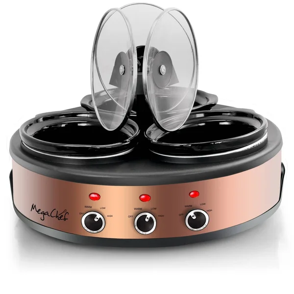 MegaChef 1.5-Quart Slow Cooker, Brushed Copper/Black