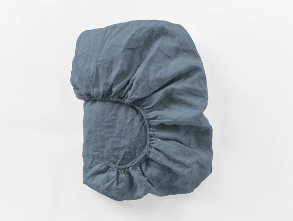 Coyuchi, Organic Relaxed Linen Fitted Sheet Cal King Harbor Blue