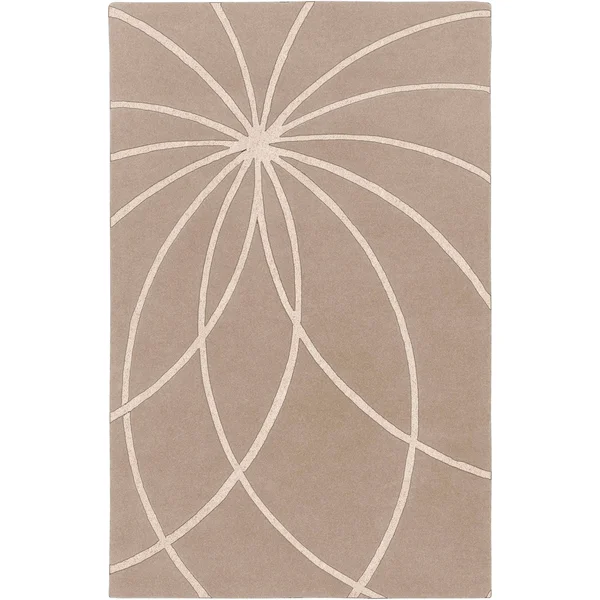 Hand-Tufted Contemporary Black/White Mayflower Wool Abstract Area Rug (6& Square)