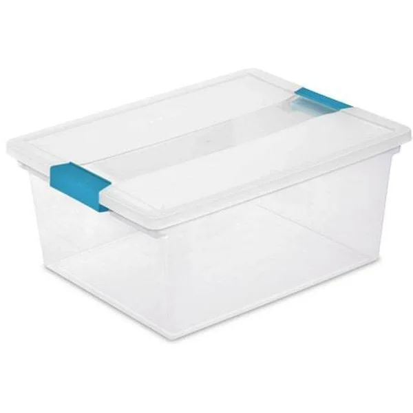 Sterilite Deep File Clip Box Clear Storage Tote Tub Container with Lid, 12 Pack
