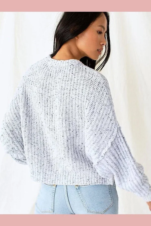 Free People on Your Side Pullover Sweater - Blue Combo