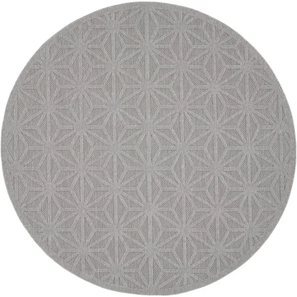 Nourison Palamos Bordered Light Grey 8& Round Area Rug - 7&10x22 x Round