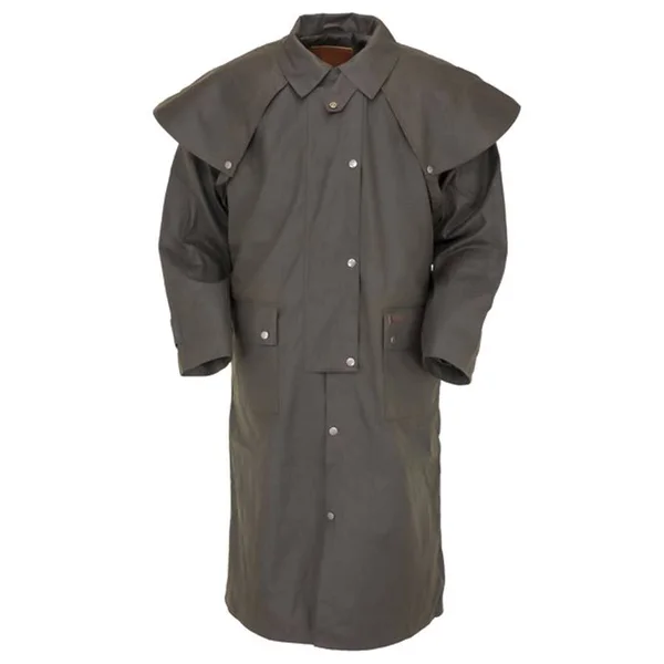 Outback Trading Men's Long Oilskin Duster Coat, Brown, L