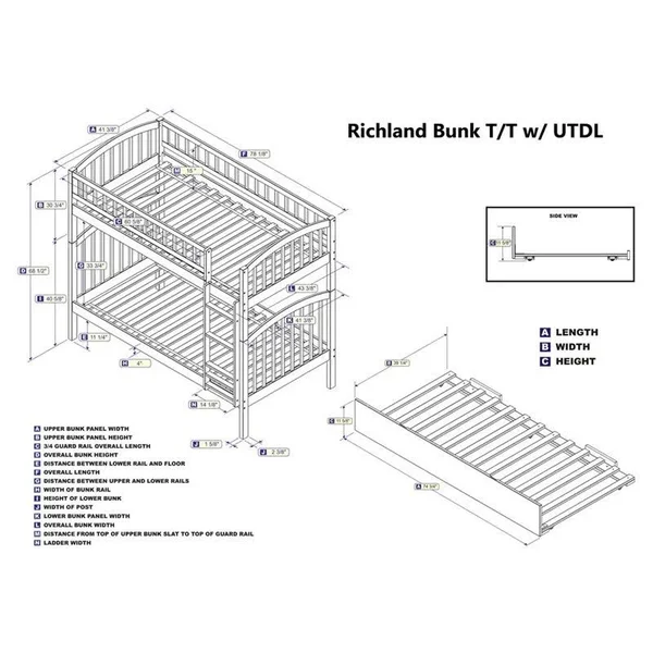 Atlantic Furniture Richland White Urban Trundle Twin Over Twin Bunk Bed