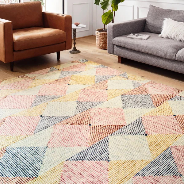 Alexander Home Kaleidoscope Geometric Hand-Hooked Wool Rug - 3&0x22 x 3&0x22 Round - Ivory - Multi