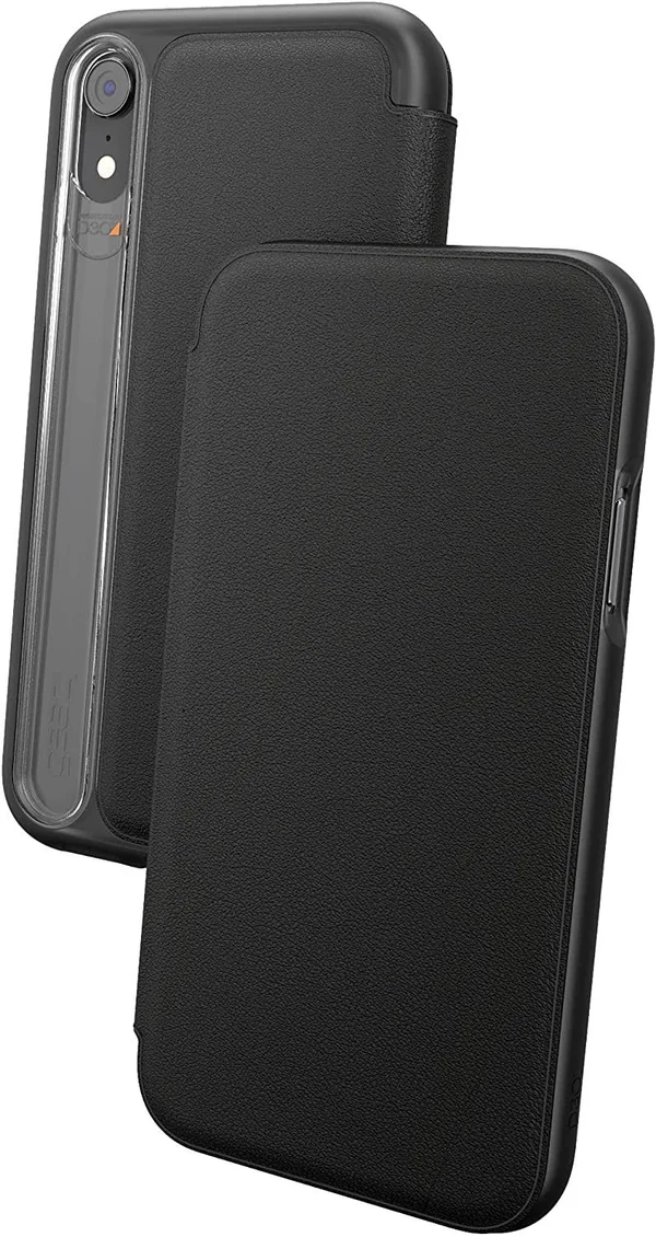 iPhone XR Case Gear4 Oxford Folio Leather Advanced Impact Protection D3O - Black