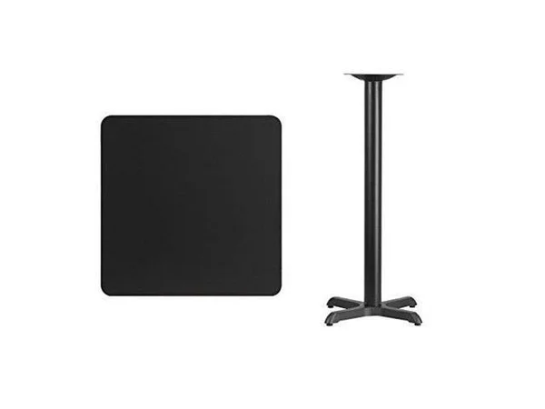Flash Furniture 30&& Square Laminate Table Top with 18&& Round Table Height Base Black