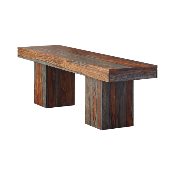 CDecor Telman Grey Sheesham Double Pedestal Bench - Wood - Wood
