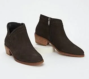 Vince Camuto Leather or Suede Booties - Parrla, Size 6 Medium, Dark Slate