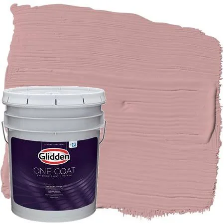 Glidden One Coat Exterior Paint and Primer, Pepperberry, Pink, 5 Gallons, Semi-Gloss
