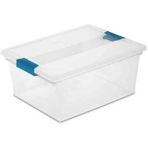 Sterilite Deep File Clip Box Clear Storage Tote Tub Container with Lid, 12 Pack