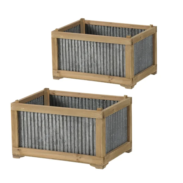 Au0026B Home Planter - Weathered Brown - Galvanized Gray