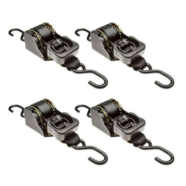4 Pack - 2x22 x 10& Retractable Ratchet Strap with S-Hooks