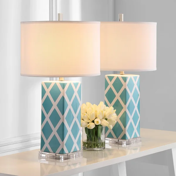 Safavieh Garden Lattice Table Lamp - Set of 2 - Light Blue